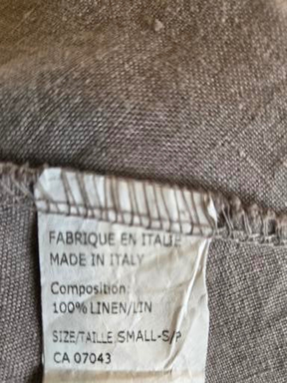 Made in Italy 100% LINEN brown midi dress polkadots sleeveless ruffle coastal - Picture 7 of 7